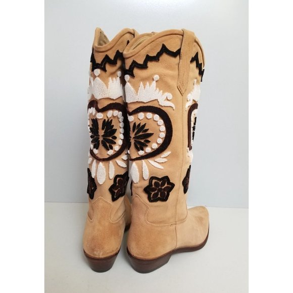 Free People Roundhouse Stitch Boot Western Pull On Tan Suede  Free People Roundhouse Stitch Boots in Tan Combo Size 37.5
